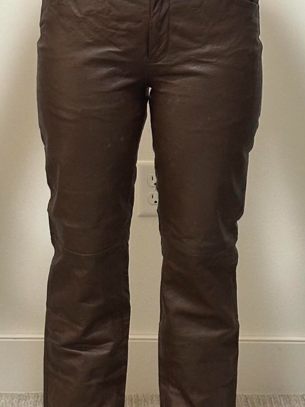 Genuine brown leather pants
